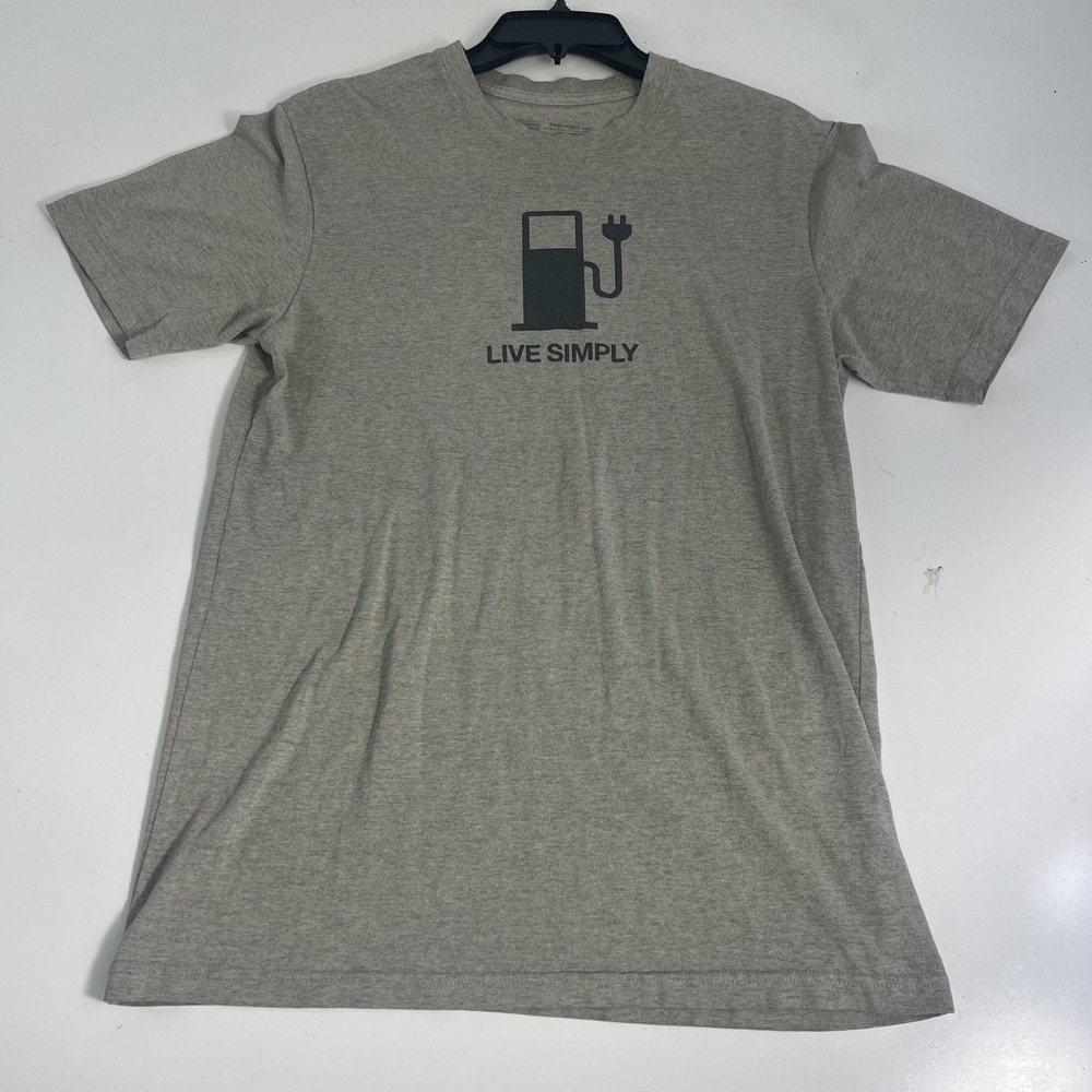 Patagonia Shirt Mens Medium Gray Live Simply Eco Graphic Tee Responsibili-Tee